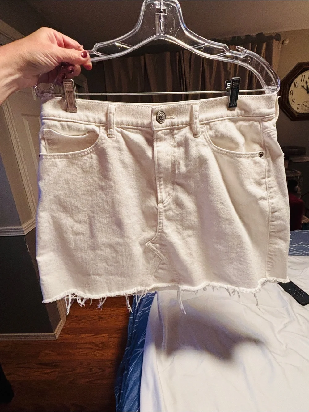 Express White Denim Frayed Hem Skirt Size 10
